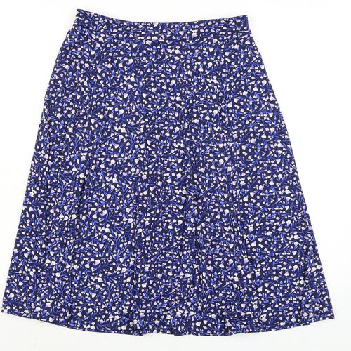 Bonmarché Womens Blue Floral Polyester A-Line Skirt Size 10 - Elasticated Waist