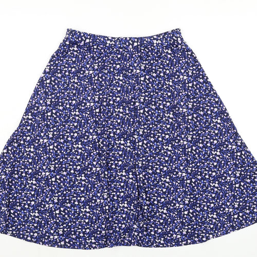 Bonmarché Womens Blue Floral Polyester A-Line Skirt Size 10 - Elasticated Waist