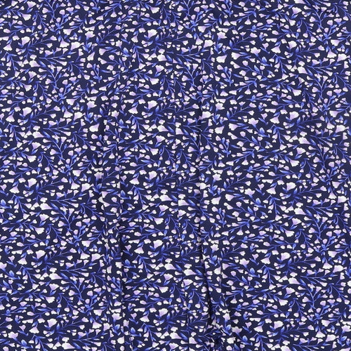 Bonmarché Womens Blue Floral Polyester A-Line Skirt Size 10 - Elasticated Waist