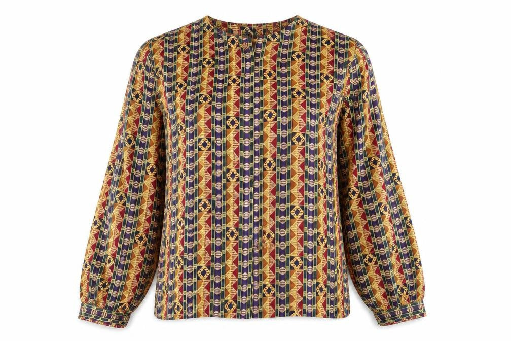 Front view of Yres St. Clair women’s multicoloured polyester basic blouse, size UK 12, round neck