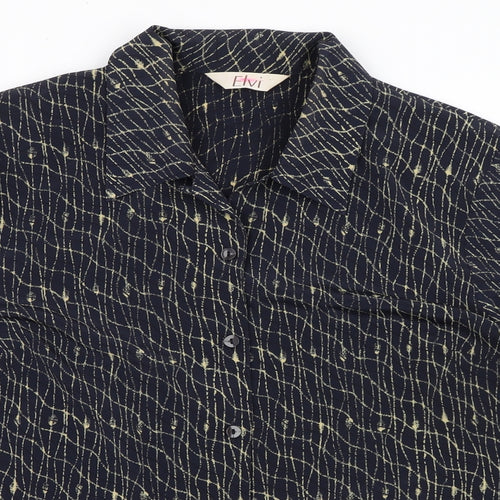 ELVI Womens Blue Polyester Basic Blouse Size 16 Collared - Shoulder Pads