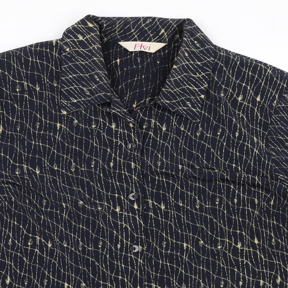 ELVI Womens Blue Polyester Basic Blouse Size 16 Collared - Shoulder Pads
