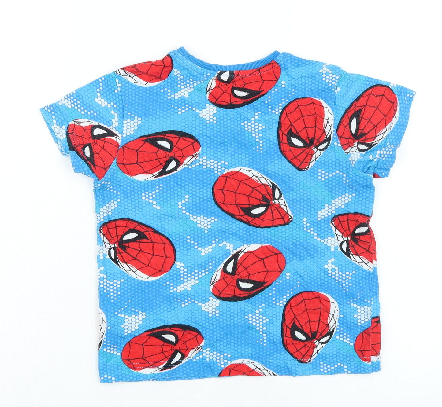 Marvel Boys Blue 100% Cotton Basic T-Shirt Size 8 Years Crew Neck Pullover - Spiderman