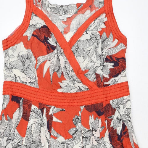 RJR.John Rocha Womens Orange Floral 100% Cotton A-Line Size 22 Sweetheart Zip