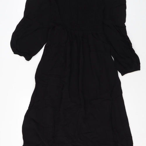 Marks and Spencer Womens Black Viscose Maxi Size 6 Square Neck Pullover