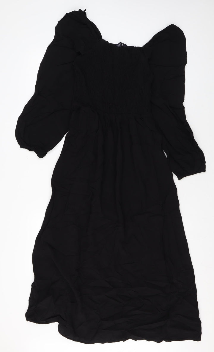 Marks and Spencer Womens Black Viscose Maxi Size 6 Square Neck Pullover