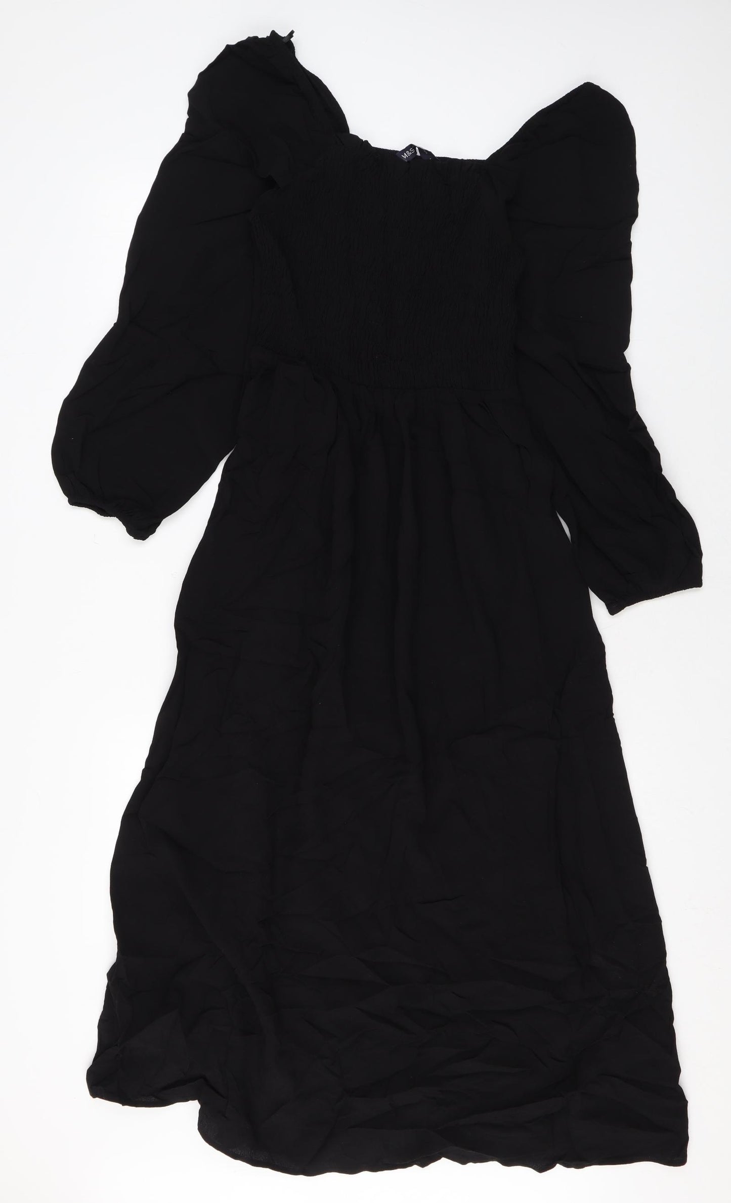 Marks and Spencer Womens Black Viscose Maxi Size 6 Square Neck Pullover
