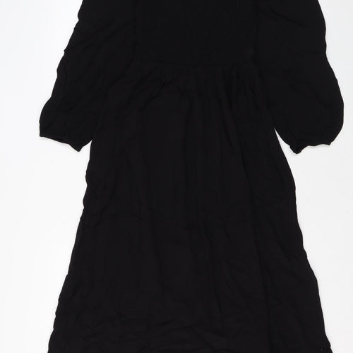 Marks and Spencer Womens Black Viscose Maxi Size 6 Square Neck Pullover