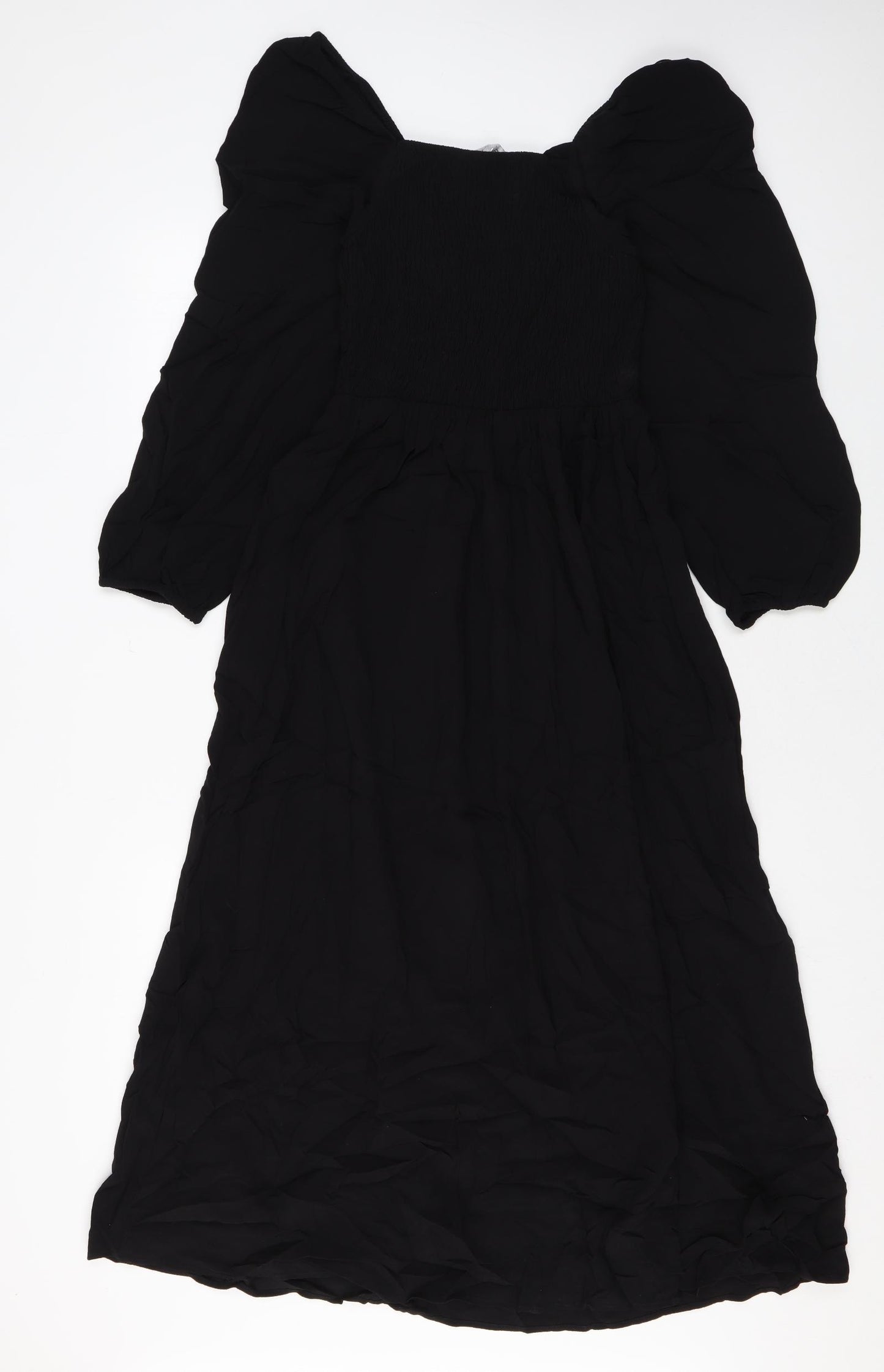 Marks and Spencer Womens Black Viscose Maxi Size 6 Square Neck Pullover