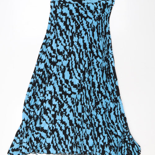 Marks and Spencer Womens Blue Animal Print Polyester Pleated Skirt Size 6