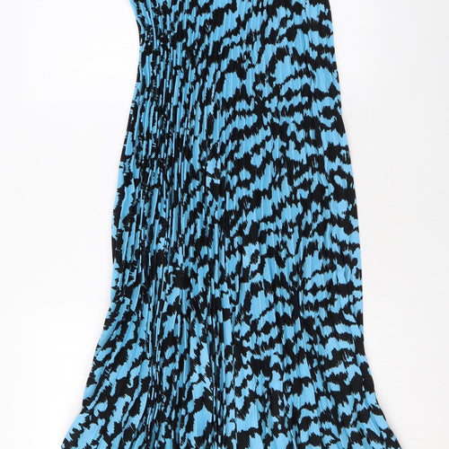 Marks and Spencer Womens Blue Animal Print Polyester Pleated Skirt Size 6