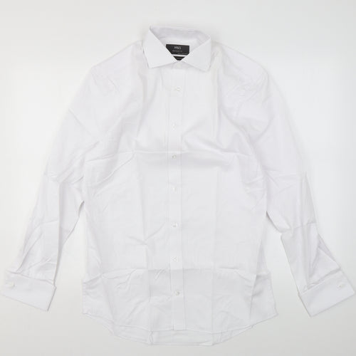 Marks and Spencer Mens White Cotton Dress Shirt Size 14.5 Collared Button