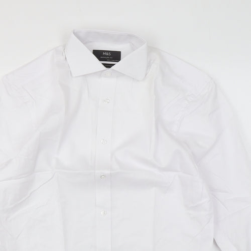 Marks and Spencer Mens White Cotton Dress Shirt Size 14.5 Collared Button