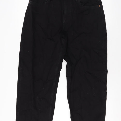Marks and Spencer Womens Black Cotton Cropped Jeans Size 12 L22 in Regular Zip
