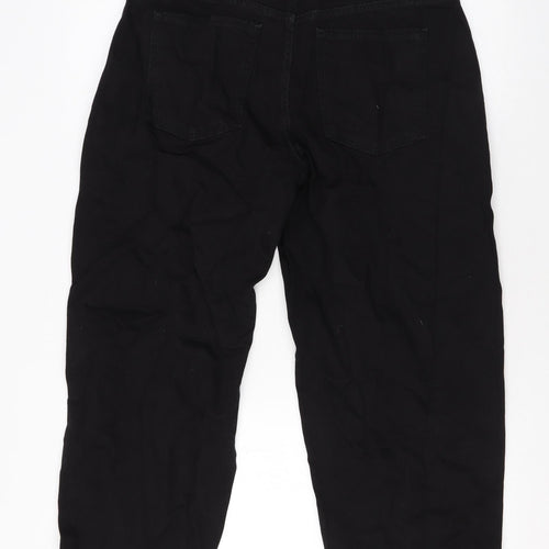Marks and Spencer Womens Black Cotton Cropped Jeans Size 12 L22 in Regular Zip