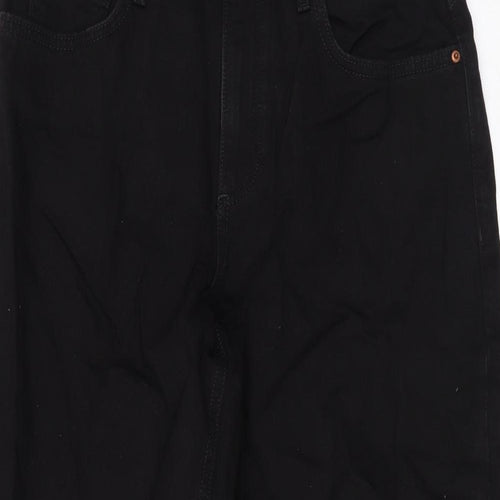 Marks and Spencer Womens Black Cotton Cropped Jeans Size 12 L22 in Regular Zip