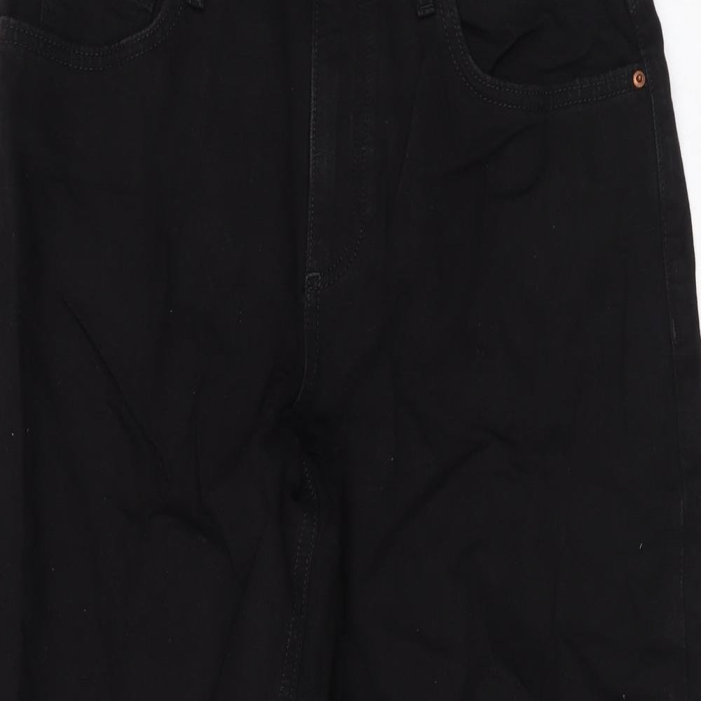 Marks and Spencer Womens Black Cotton Cropped Jeans Size 12 L22 in Regular Zip