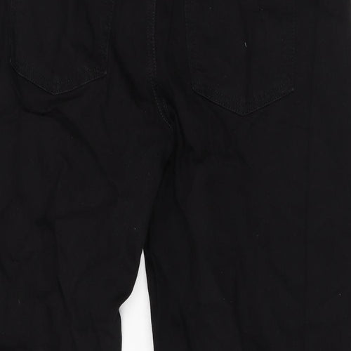 Marks and Spencer Womens Black Cotton Cropped Jeans Size 12 L22 in Regular Zip