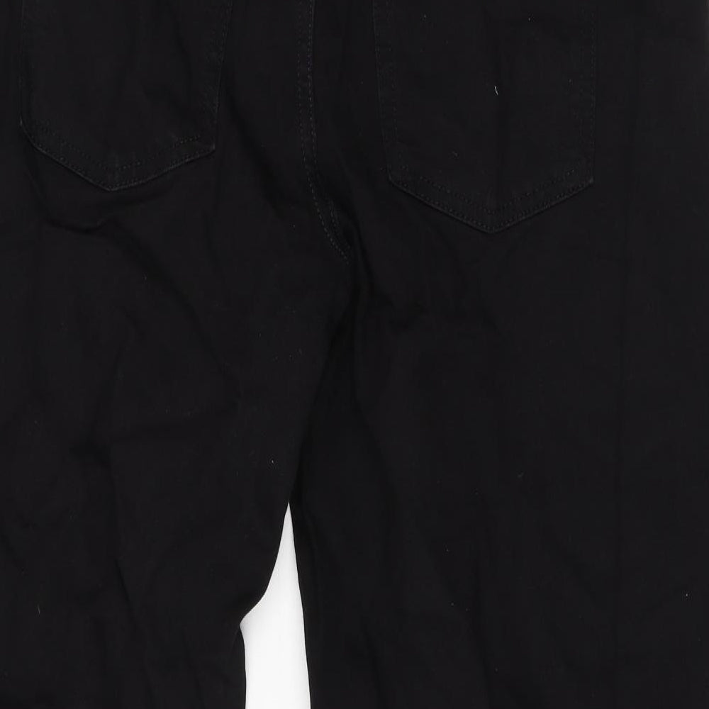 Marks and Spencer Womens Black Cotton Cropped Jeans Size 12 L22 in Regular Zip