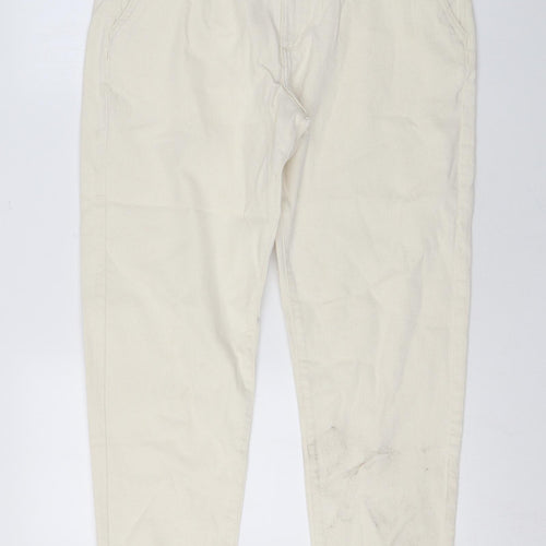 Marks and Spencer Mens Beige Cotton Straight Jeans Size 34 in L30 in Regular Zip