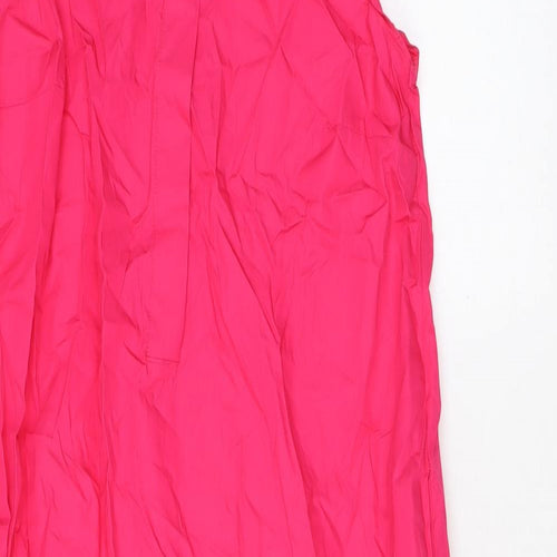 Marks and Spencer Womens Pink Cotton Tank Dress Size 8 Round Neck Button