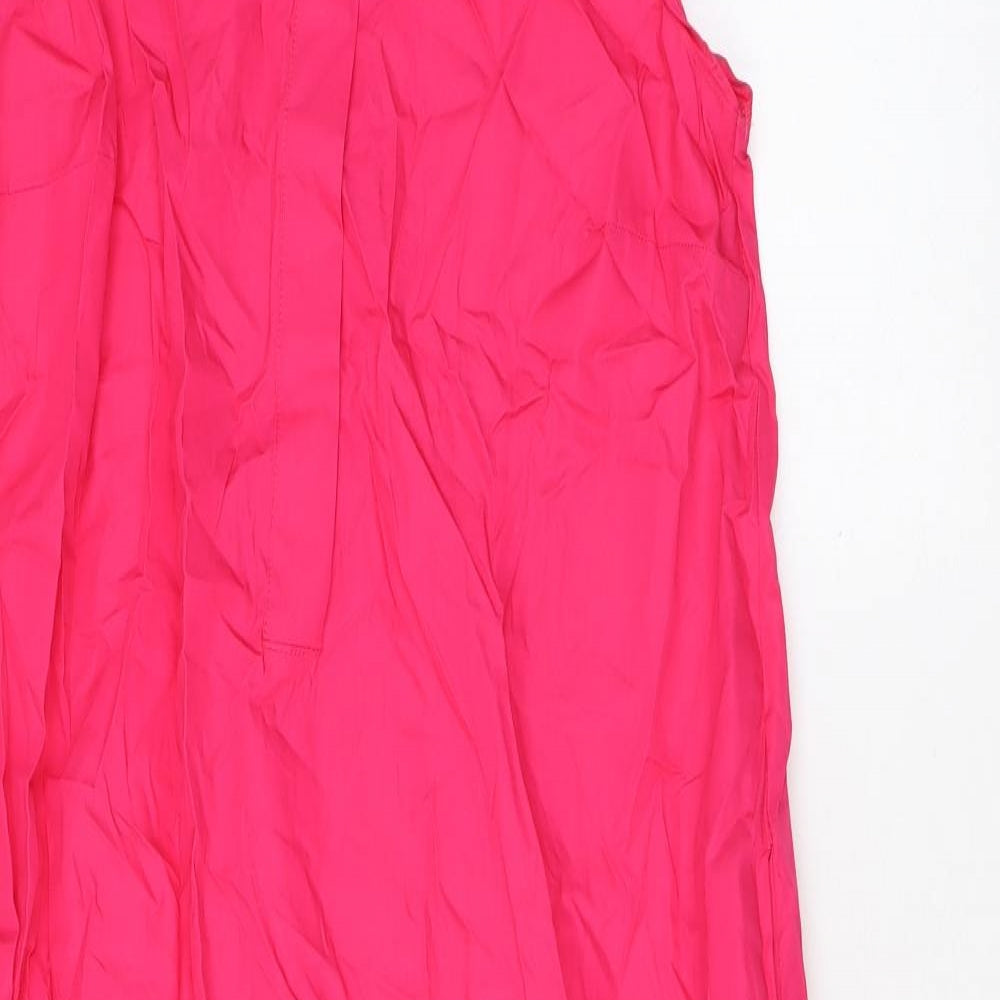 Marks and Spencer Womens Pink Cotton Tank Dress Size 8 Round Neck Button