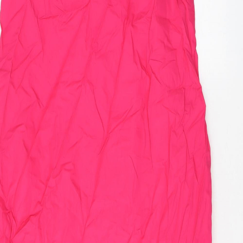 Marks and Spencer Womens Pink Cotton Tank Dress Size 8 Round Neck Button
