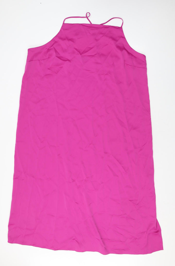Marks and Spencer Womens Pink Polyester Maxi Size 22 Square Neck Pullover