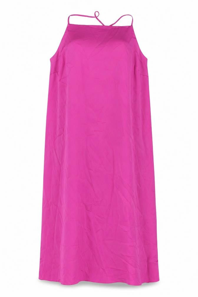 Front view of Marks & Spencer women’s pink polyester maxi, size UK 22, square neck pullover