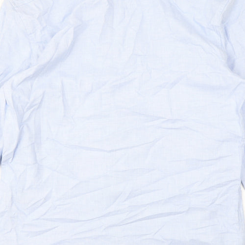 Marks and Spencer Mens Blue Cotton Dress Shirt Size S Collared Button