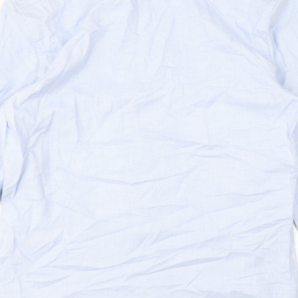 Marks and Spencer Mens Blue Cotton Dress Shirt Size S Collared Button