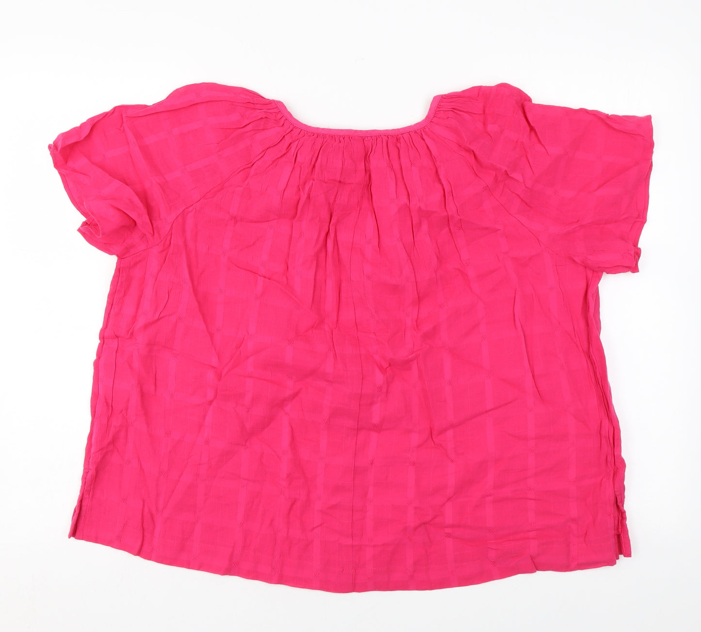 Marks and Spencer Womens Pink Cotton Basic Blouse Size 10 V-Neck