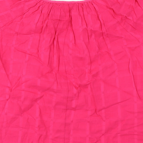 Marks and Spencer Womens Pink Cotton Basic Blouse Size 10 V-Neck