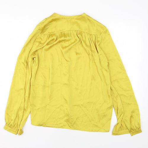 Autograph Womens Yellow Polyester Basic Button-Up Size 6 Round Neck