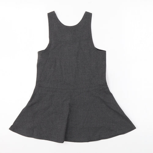 Marks and Spencer Girls Grey Polyester Tank Dress Size 3-4 Years Scoop Neck Zip