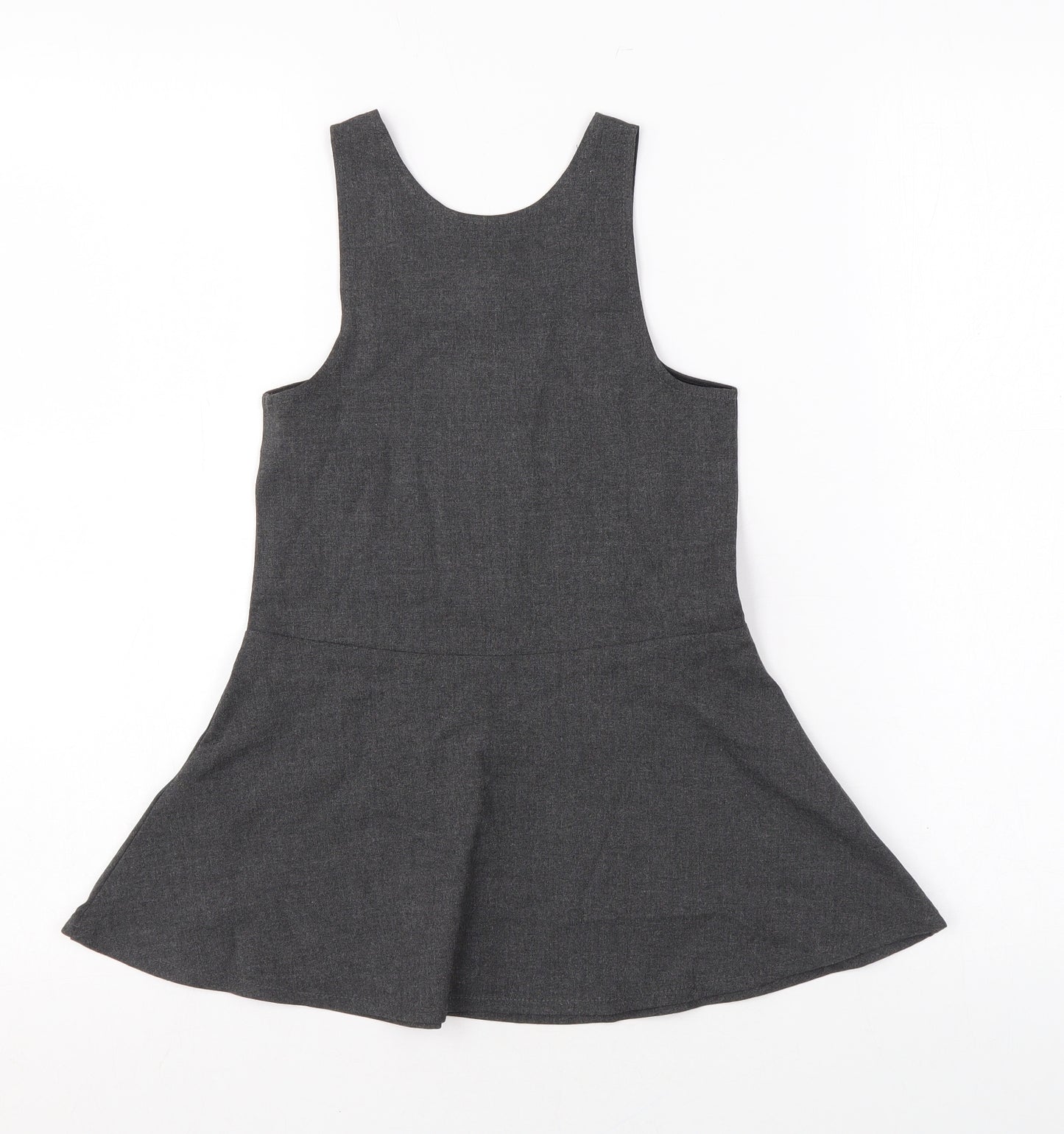 Marks and Spencer Girls Grey Polyester Tank Dress Size 3-4 Years Scoop Neck Zip