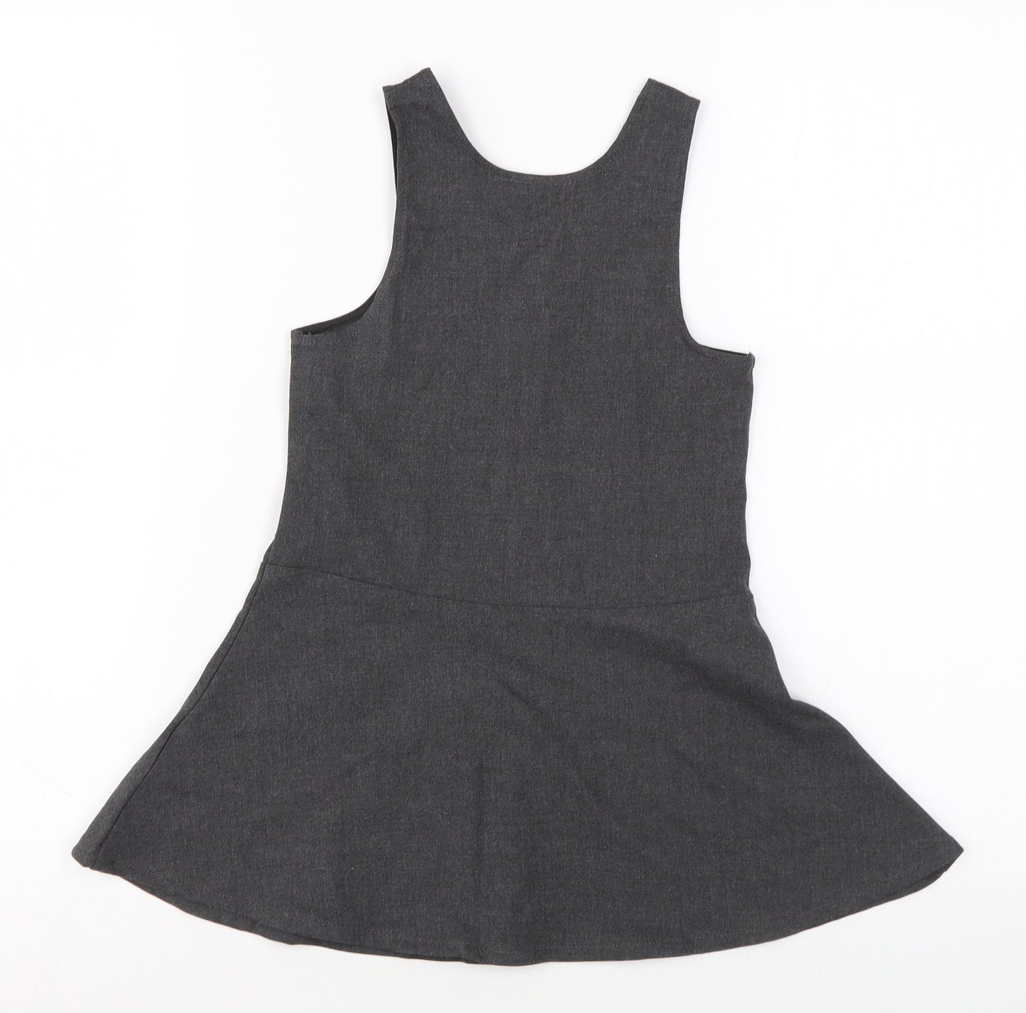 Marks and Spencer Girls Grey Polyester Tank Dress Size 3-4 Years Scoop Neck Zip