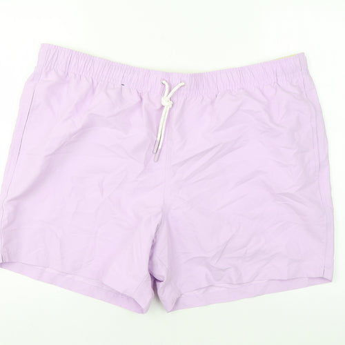 Marks and Spencer Mens Purple Polyester Bermuda Shorts Size 2XL L6 in Regular Drawstring - Swim Shorts