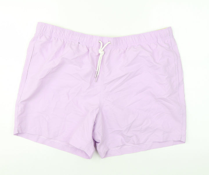 Marks and Spencer Mens Purple Polyester Bermuda Shorts Size 2XL L6 in Regular Drawstring - Swim Shorts