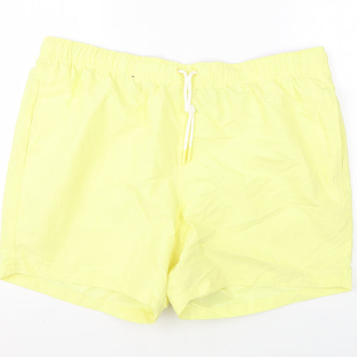 Marks and Spencer Mens Yellow Polyester Bermuda Shorts Size 2XL L6 in Regular Drawstring