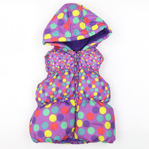 Marks and Spencer Girls Multicoloured Polka Dot Gilet Coat Size 4-5 Years Zip