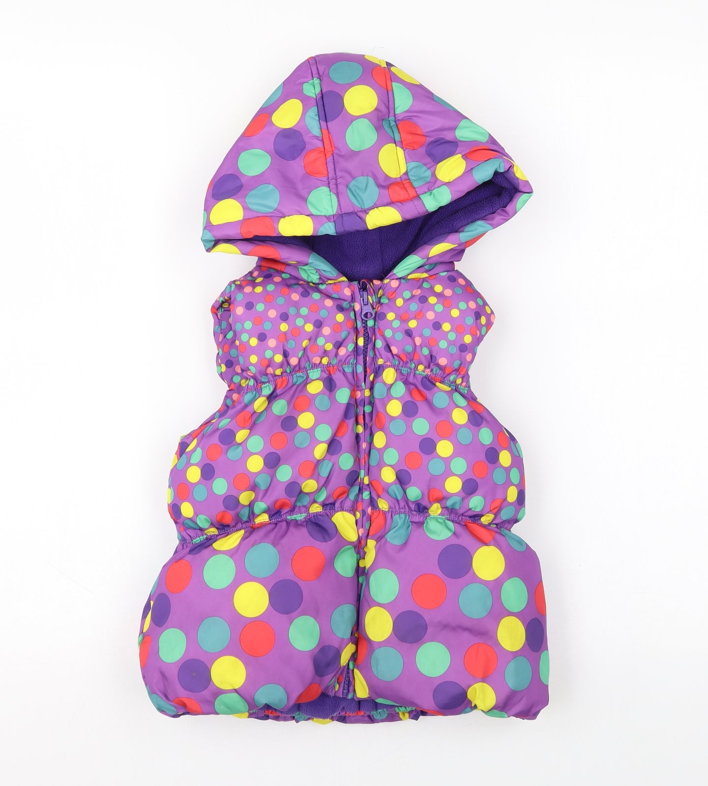 Marks and Spencer Girls Multicoloured Polka Dot Gilet Coat Size 4-5 Years Zip