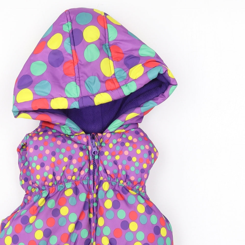 Marks and Spencer Girls Multicoloured Polka Dot Gilet Coat Size 4-5 Years Zip