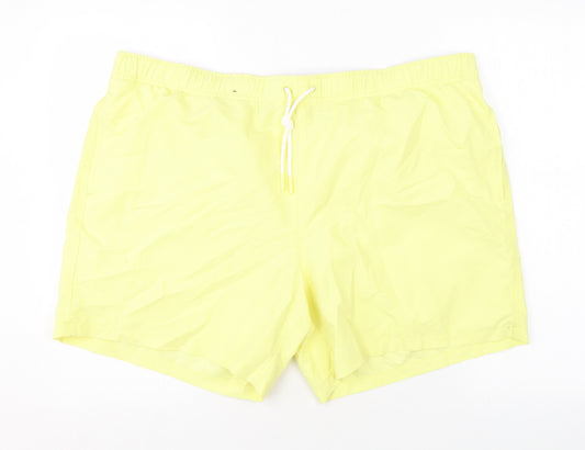 Marks and Spencer Mens Yellow Polyester Bermuda Shorts Size 3XL L6 in Regular Drawstring