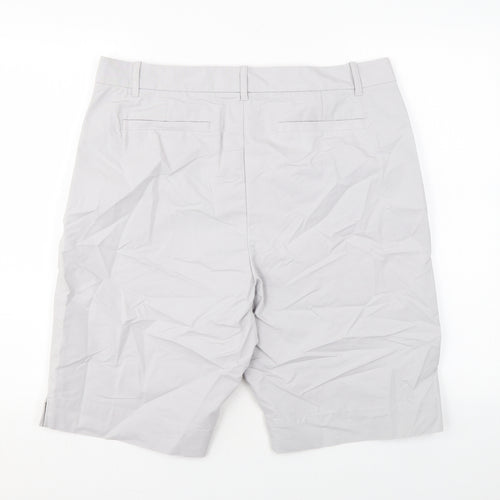 Marks and Spencer Womens Grey Cotton Chino Shorts Size 16 L11 in Regular Zip
