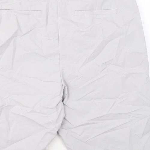 Marks and Spencer Womens Grey Cotton Chino Shorts Size 16 L11 in Regular Zip