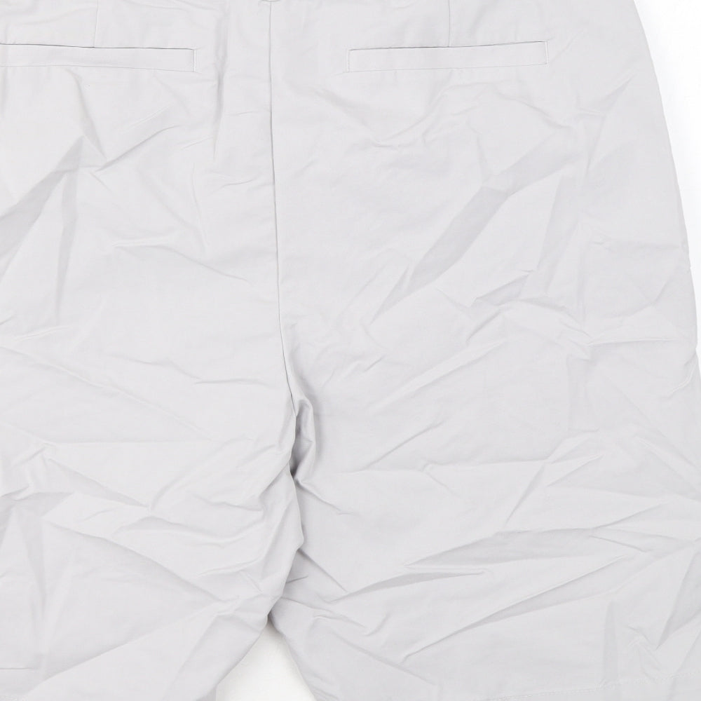 Marks and Spencer Womens Grey Cotton Chino Shorts Size 16 L11 in Regular Zip