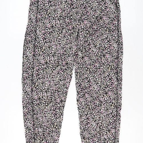 Marks and Spencer Womens Multicoloured Animal Print Viscose Jogger Trousers Size 8 L26 in Regular
