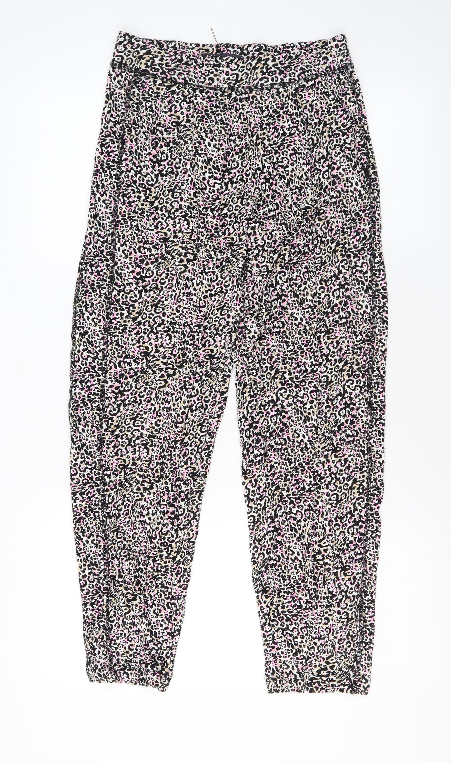 Marks and Spencer Womens Multicoloured Animal Print Viscose Jogger Trousers Size 8 L26 in Regular