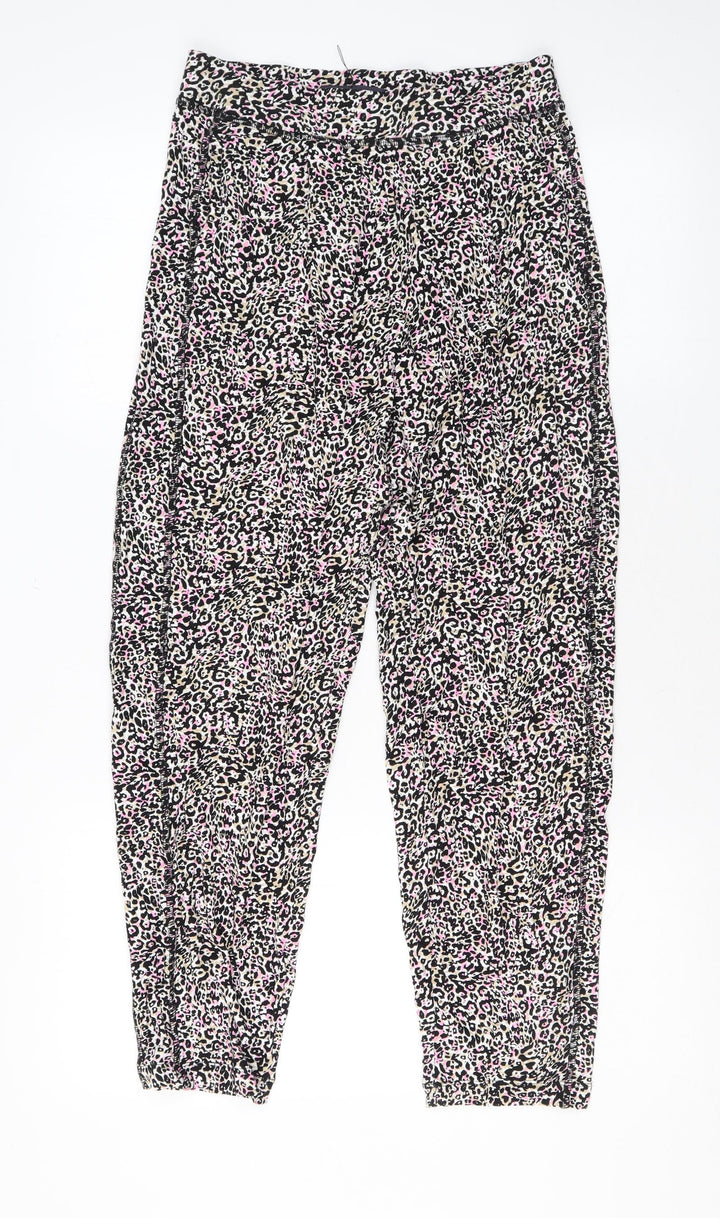 Marks and Spencer Womens Multicoloured Animal Print Viscose Jogger Trousers Size 8 L26 in Regular
